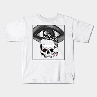 Big Eye with Santa's Leopard Hat on Skull Kids T-Shirt